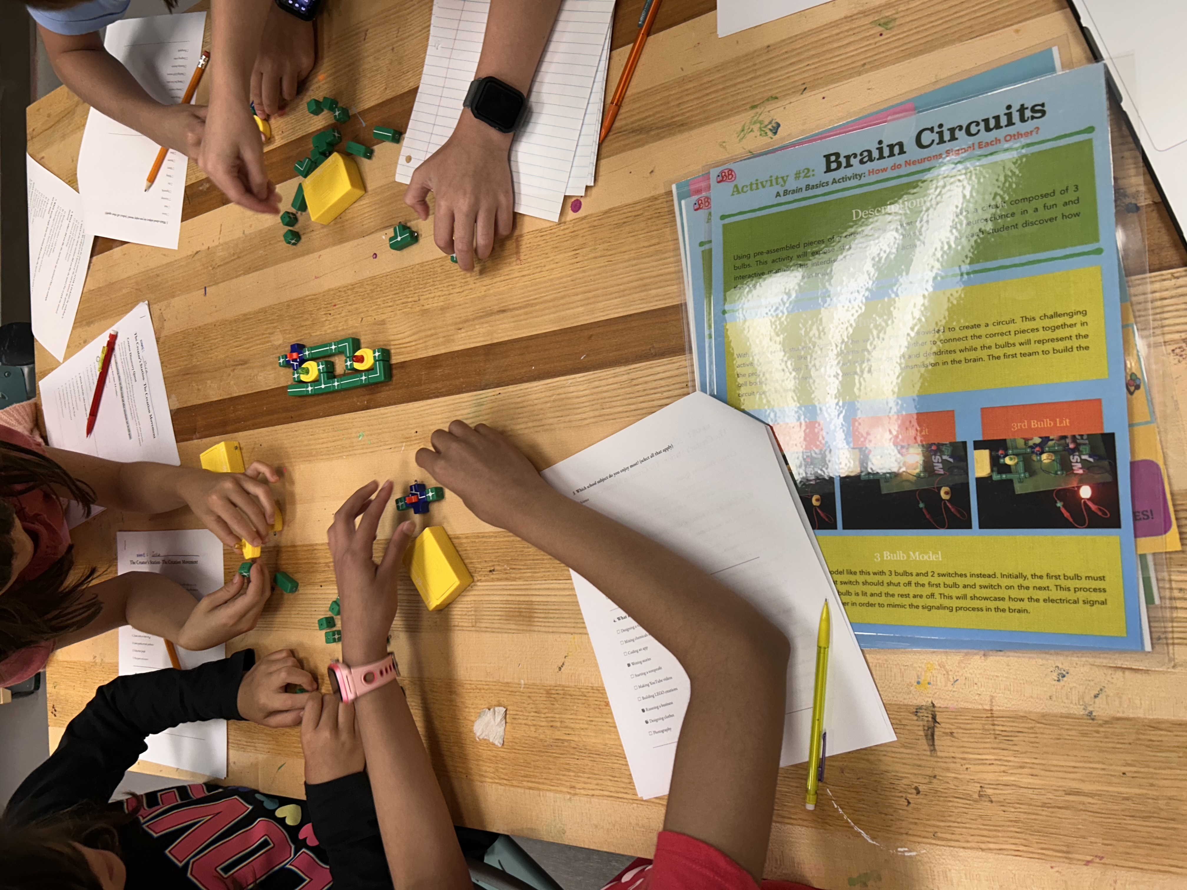 Students building and testing a project during a workshop